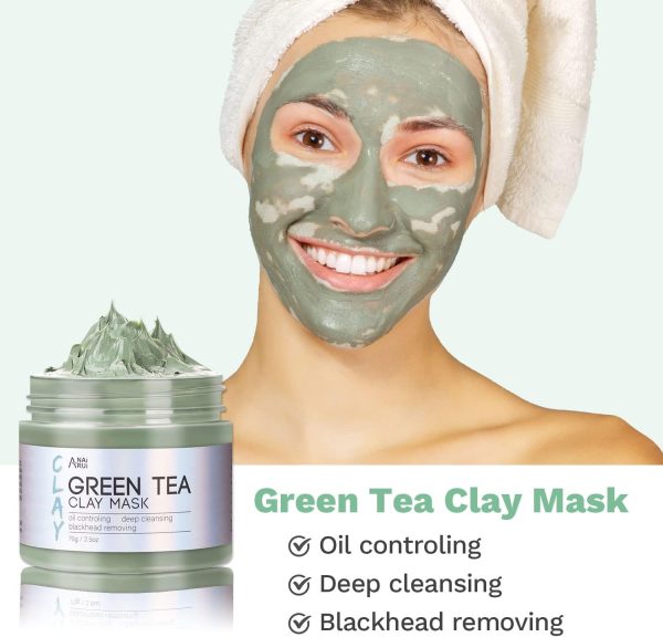 ANAI RUI Turmeric Clay Mask - Green Tea Clay Mask - Dead Sea Minerals Mud Mask, Spa Facial Mask Set, Face Mask Gift Set 2.5 oz each - Image 4