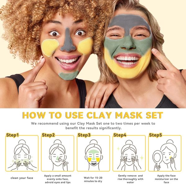 ANAI RUI Turmeric Clay Mask - Green Tea Clay Mask - Dead Sea Minerals Mud Mask, Spa Facial Mask Set, Face Mask Gift Set 2.5 oz each - Image 6
