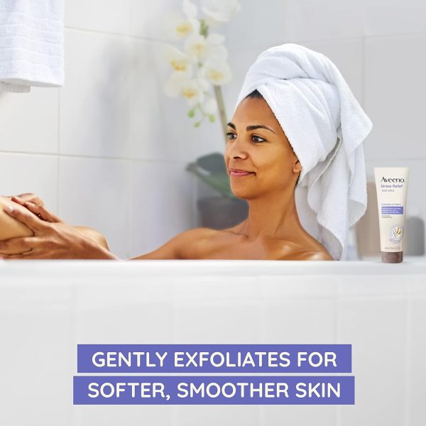 Aveeno Stress Relief Body Scrub, Exfoliating Body Wash for Softer, Smoother Skin, Formulated with Prebiotic Oat & Lavender Scent to Calm & Relax, Sulfate-Free & Soap-Free, 8 fl. Oz - Image 3