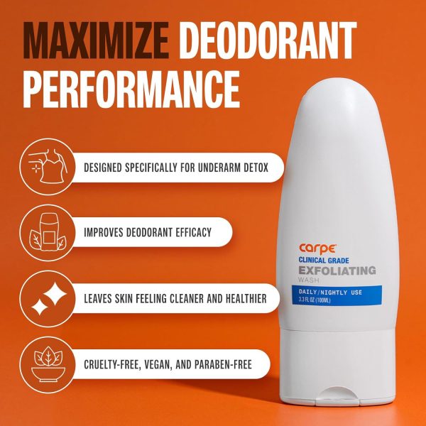 Carpe Exfoliating Underarm Scrub, 24 Hour Odor Protection, Underarm Exfoliator to Improve Deodorant Performance - Energizing Minty Fresh Smell - Armpit Scrub for Women and Men - Image 2