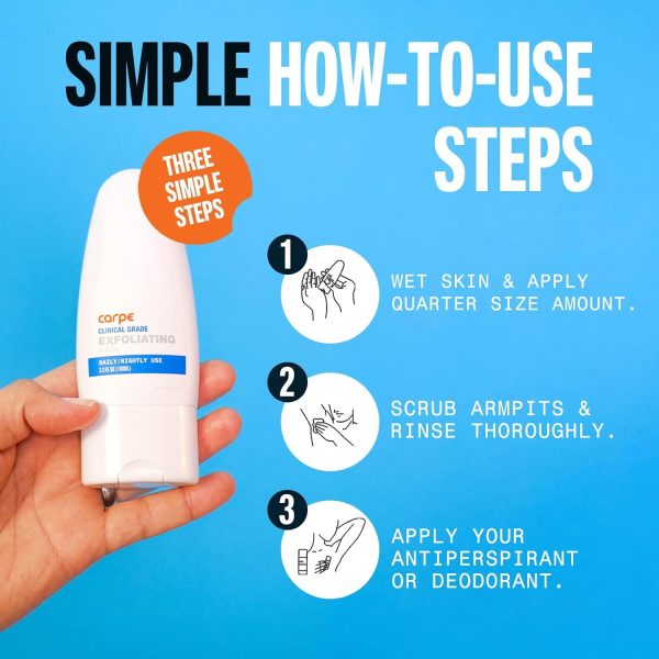 Carpe Exfoliating Underarm Scrub, 24 Hour Odor Protection, Underarm Exfoliator to Improve Deodorant Performance - Energizing Minty Fresh Smell - Armpit Scrub for Women and Men - Image 4
