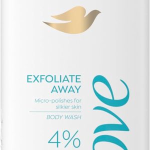 Dove Body Wash Exfoliate Away Micro-polishes for silkier skin 4% refining serum with AHA 18.5 oz