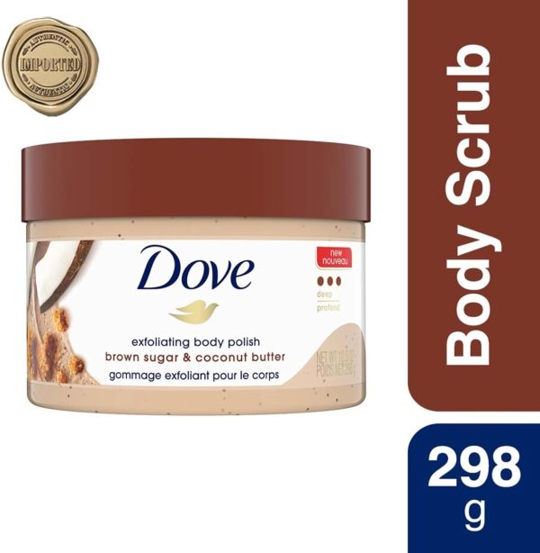 Dove Scrub Brown Sugar & Coconut Butter For Silky Smooth Skin Body Scrub Exfoliates & Restores Skin's Natural Nutrients 10.5 oz - Image 2