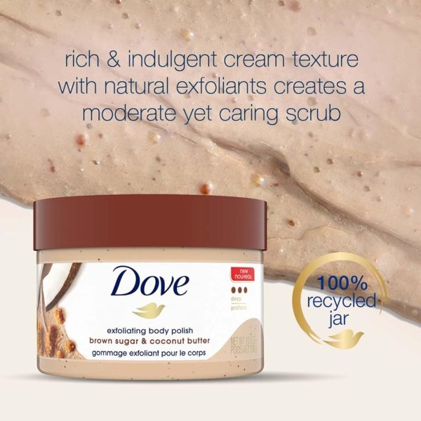 Dove Scrub Brown Sugar & Coconut Butter For Silky Smooth Skin Body Scrub Exfoliates & Restores Skin's Natural Nutrients 10.5 oz - Image 5