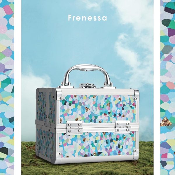 FRENESSA Makeup Train Case Cosmetic Case Organizer Portable Makeup Box 2 Trays with Mirror Makeup Organizer Case for Girls Makeup Supplies, Nail Kits, Crafts Sewing Travel Makeup Case Mosaic Puzzle - Image 4