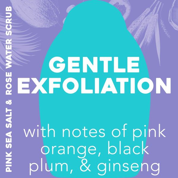 OGX Sensitive + Pink Sea Salt & Rosewater Sulfate-Free Soothing Body Scrub with Healing Rose Quartz, Gentle Exfoliating Daily Body Wash to Soften & Smooth Skin, 19.5 Fl Oz - Image 5
